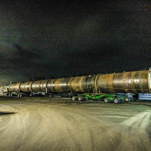 A 240,000lb autoclave being prepared for a move by Omega Morgan