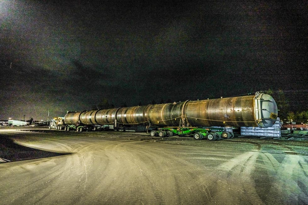 Omega Morgan prepares to move a 240,000 lb autoclave to its new home in Washington.