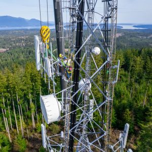 Omega Morgan’s Crane crew gets a bird’s eye view of Washington while working on a cell tower.