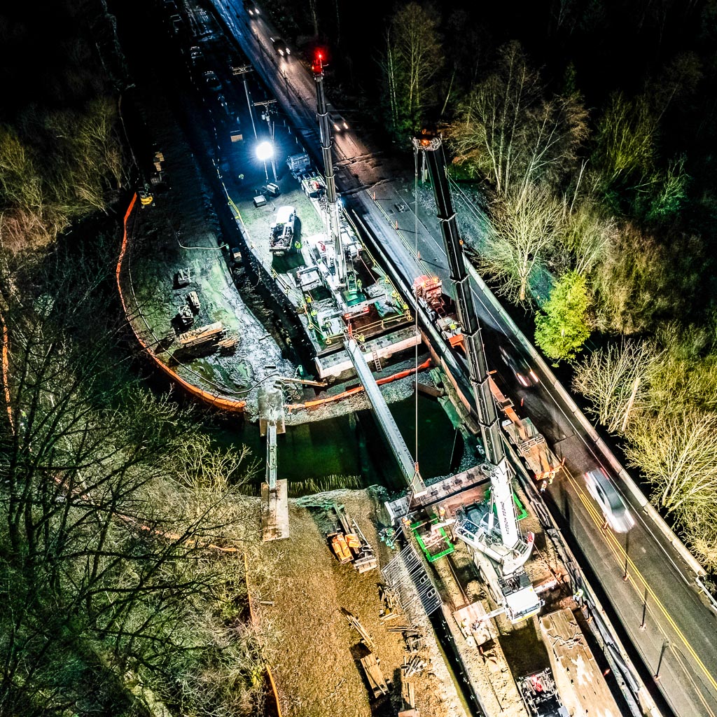 An overhead view of a road elevation project done by Omega Morgan.