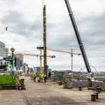 The Omega Morgan crew prepares to lift the totem pole using a Tadano all-terrain crane.