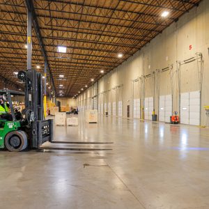 An interior view of Omega Morgan’s new warehouse facility in Portland, OR.