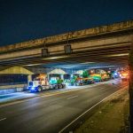 Local traffic was held so the 620,400-pound gross weight load could maneuver over bridges.