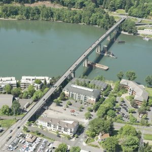 Arial view of the Sellwood Bridge.