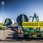 Oversized loads of wind energy components on Omega Morgan’s double Schnabel trailers